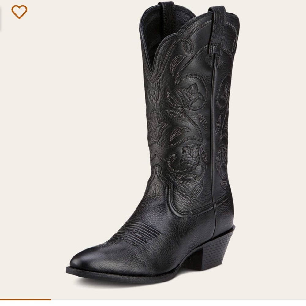 Ariat Black Leather Boots Heritage R Toe Western Boot 7